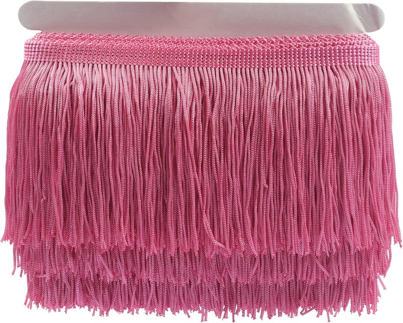 YYCRAFT 10 Yards 4 Inch Wide Tassel Curtain Fringe Trim by The Yard for DIY Sewing Crafts Clothing Curtains Decoration-Pink - Image 1